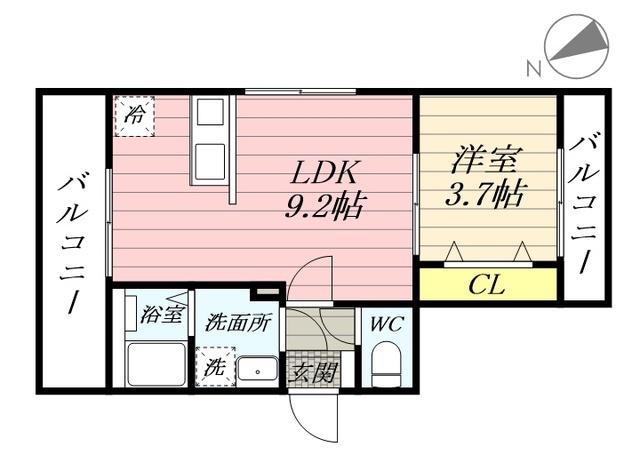 BEST STAGE中神町I(1LDK/3階)の間取り写真