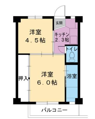 ビレッジハウス新井田(2K/3階)の間取り写真