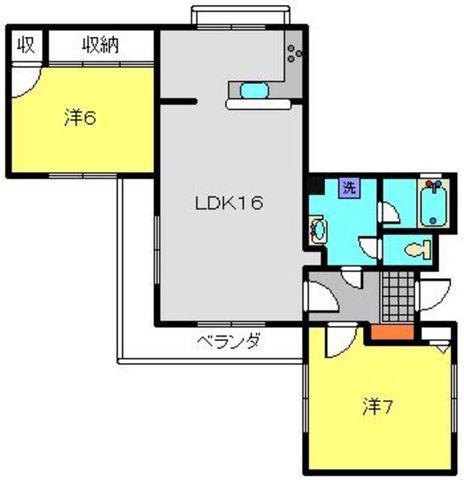 ヴィラージュ日吉(2LDK/2階)の間取り写真