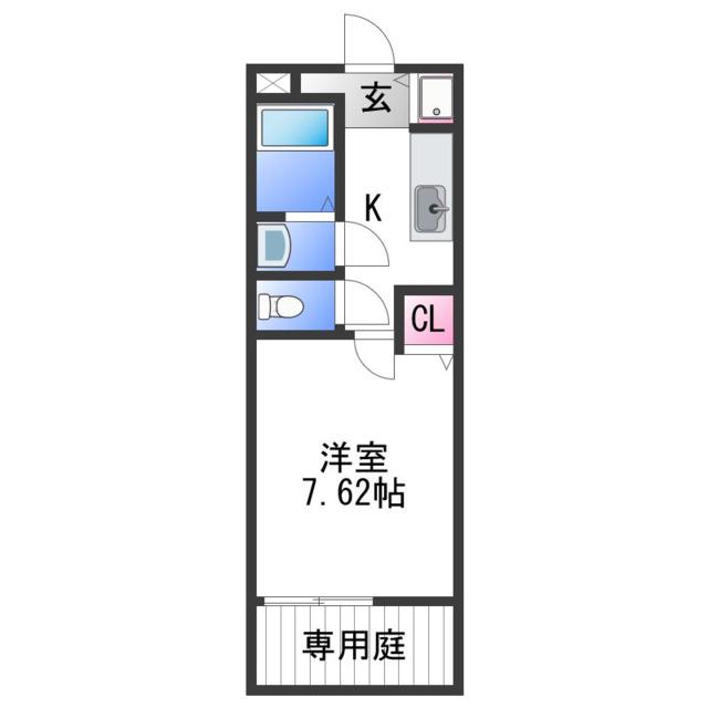 プリヴェイル吉井(1K/1階)の間取り写真