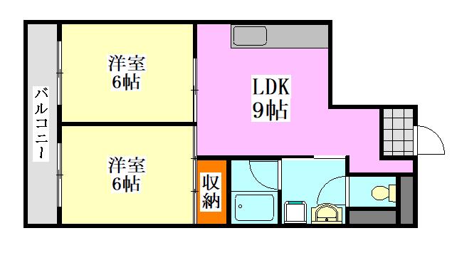 ヴィラリッチ(2DK/3階)の間取り写真