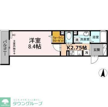 グラッサム大和(1K/3階)の間取り写真