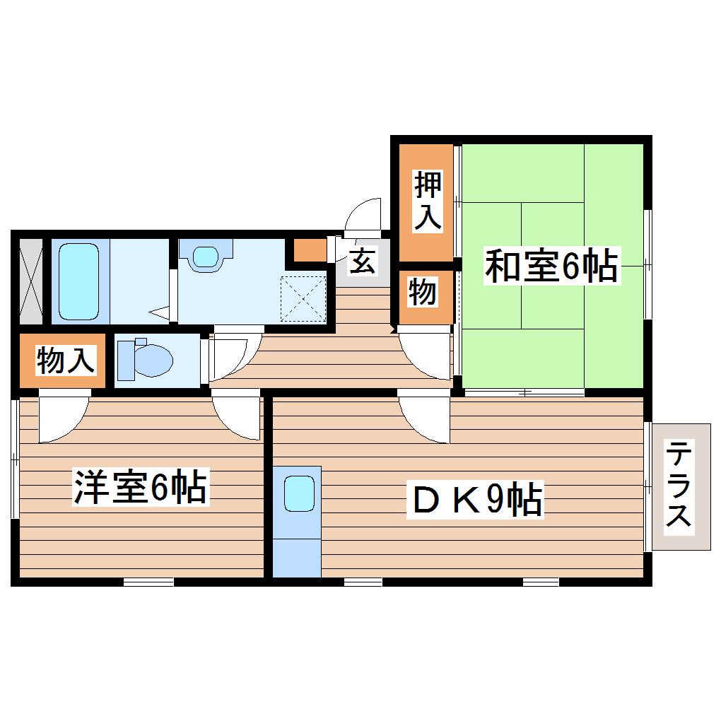 サンフォレスト上杉A(2LDK/1階)の間取り写真