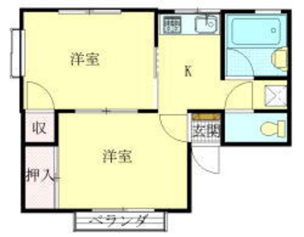 リバティハイツ(1LDK/2階)の間取り写真