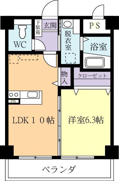 ひたち野桜風マンション(1LDK/4階)の間取り写真