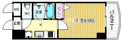 HOPECITY天神橋(1K/2階)の間取り写真