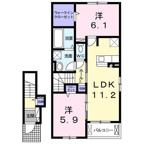 グラン ベルデ(2LDK/2階)の間取り写真