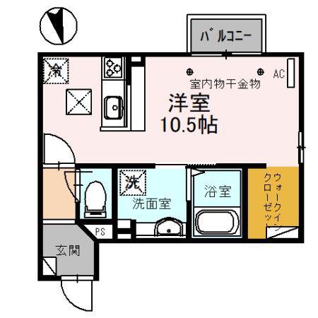 SHION A棟(ワンルーム/1階)の間取り写真