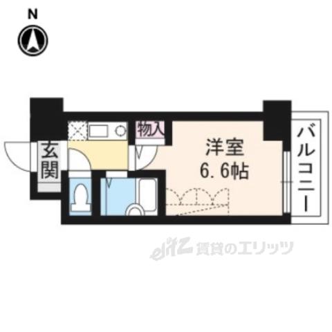 ラナップスクエア京都北野(1K/2階)の間取り写真