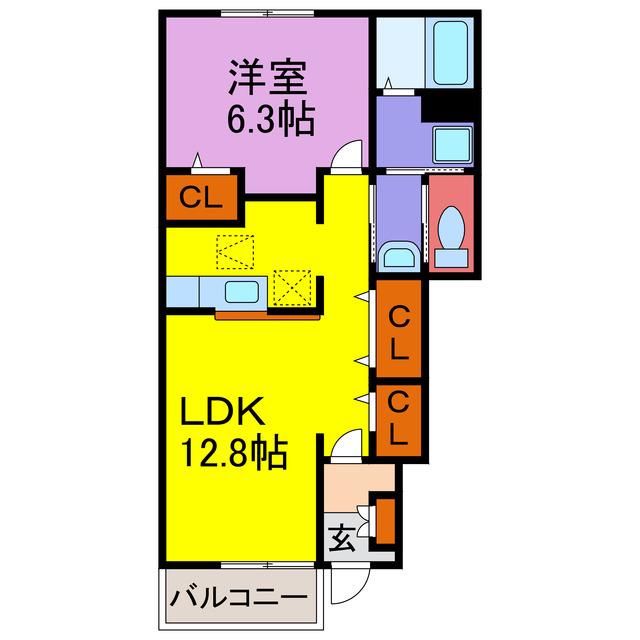エクセルシアA・B・C(1LDK/1階)の間取り写真