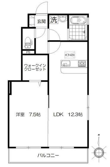 ソシア荏田(1LDK/1階)の間取り写真