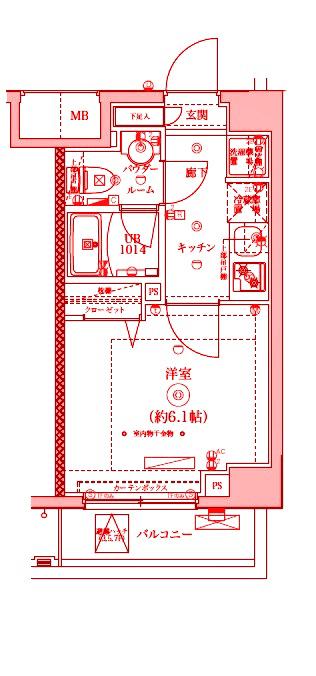 RELUXIA横濱弘明寺(1K/4階)の間取り写真