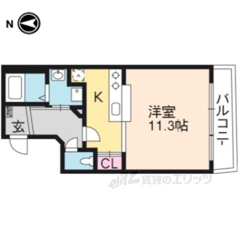 REQUIE深草(1K/3階)の間取り写真