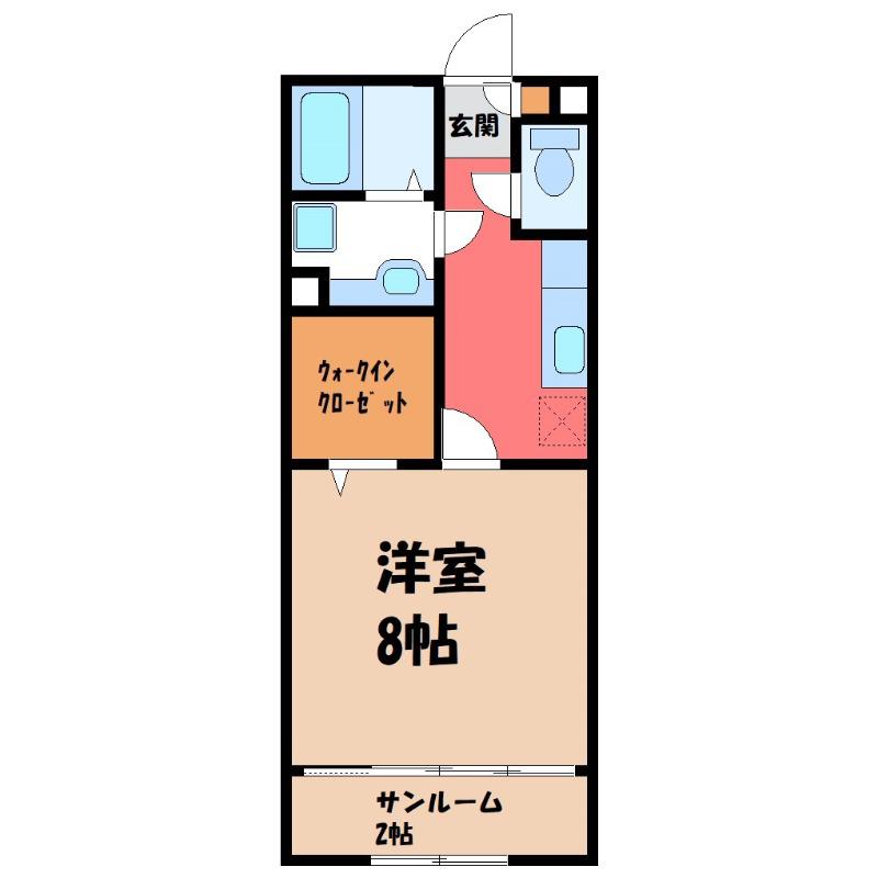 ルビー D(1K/2階)の間取り写真