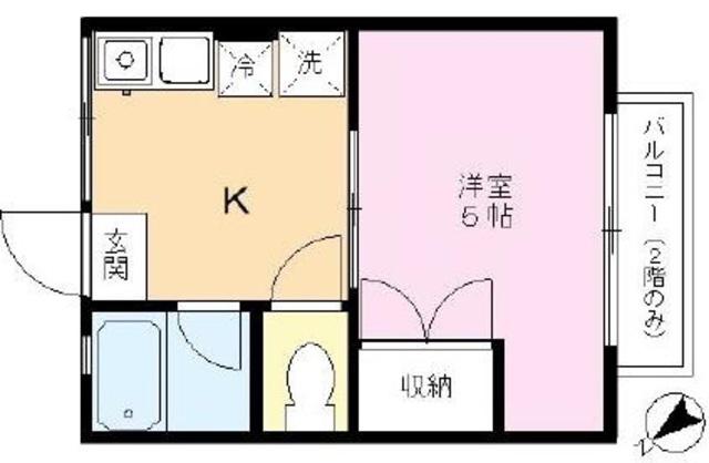 ハイツコウガク(1K/2階)の間取り写真