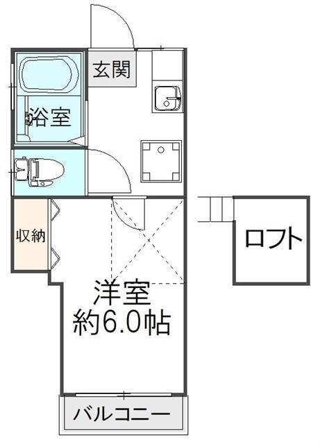 日乃出コーポ(1K/2階)の間取り写真