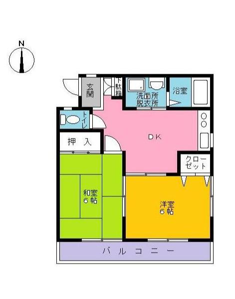 サンモール(2DK/2階)の間取り写真