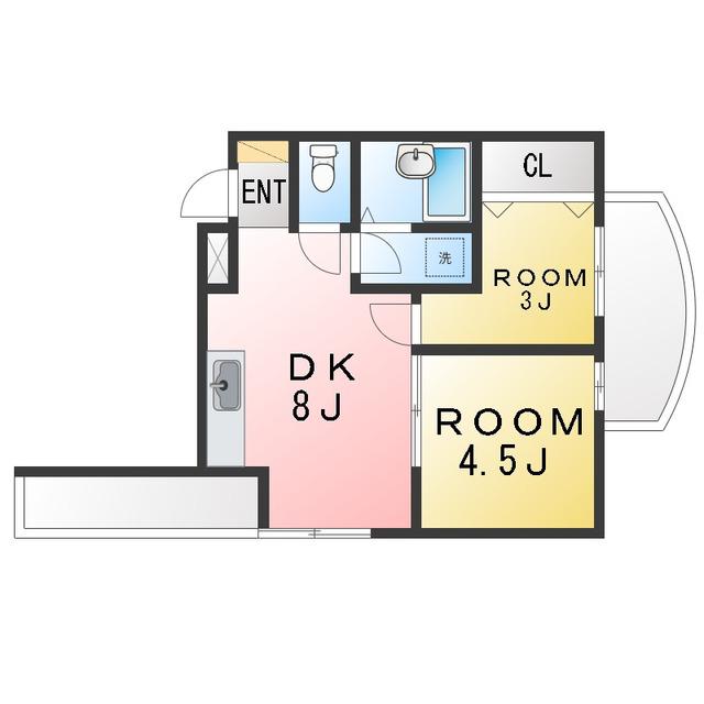 アークミル港南台(2DK/3階)の間取り写真