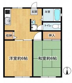 安西コーポB(2DK/2階)の間取り写真