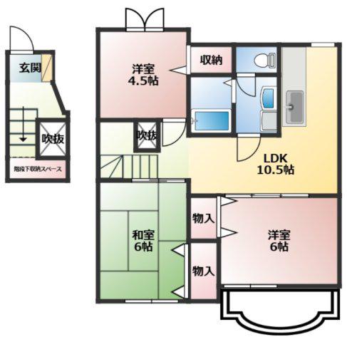 シャルマン弐番館(3LDK/2階)の間取り写真