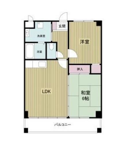 サンライズ三国ヶ丘(2LDK/4階)の間取り写真