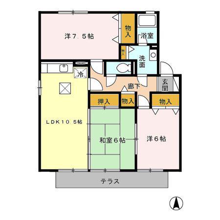 イーグル翼(3LDK/1階)の間取り写真
