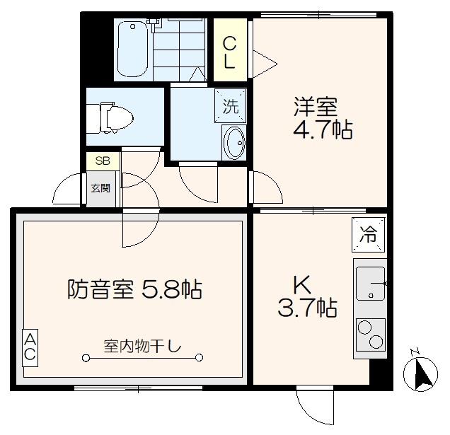 ラシクラス東長崎(2K/1階)の間取り写真