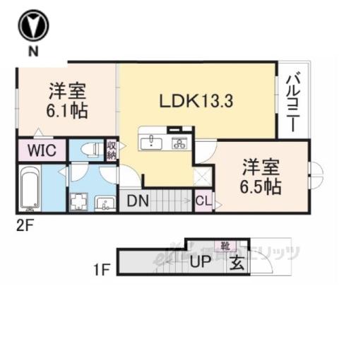 ロイヤルヒルズ5(2LDK/2階)の間取り写真