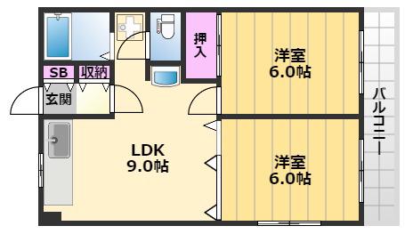 メゾンドタカ(2LDK/2階)の間取り写真