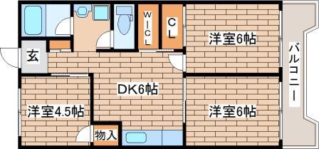 ビレッジハウス港島タワー(3DK/5階)の間取り写真