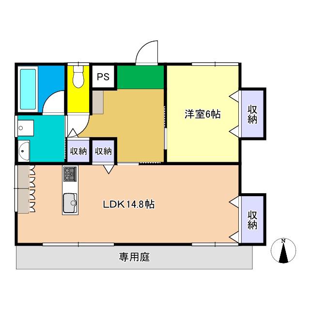 メゾン東邦X(1LDK/1階)の間取り写真