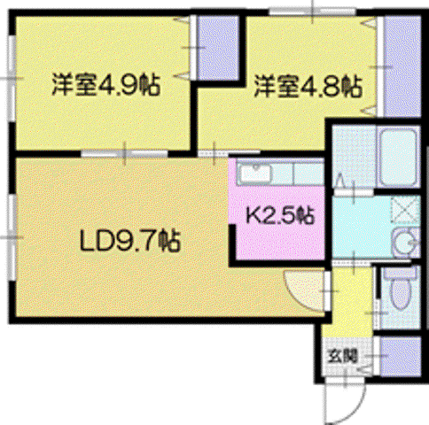 プーピエンタTOMMY(2LDK/3階)の間取り写真