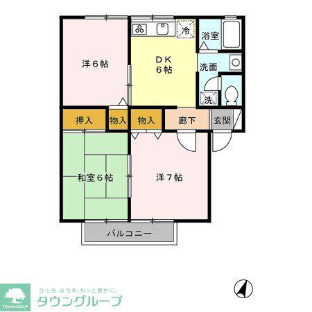 サウスメゾンA(3DK/1階)の間取り写真