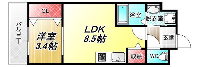 アート東大阪A(1LDK/2階)の間取り写真