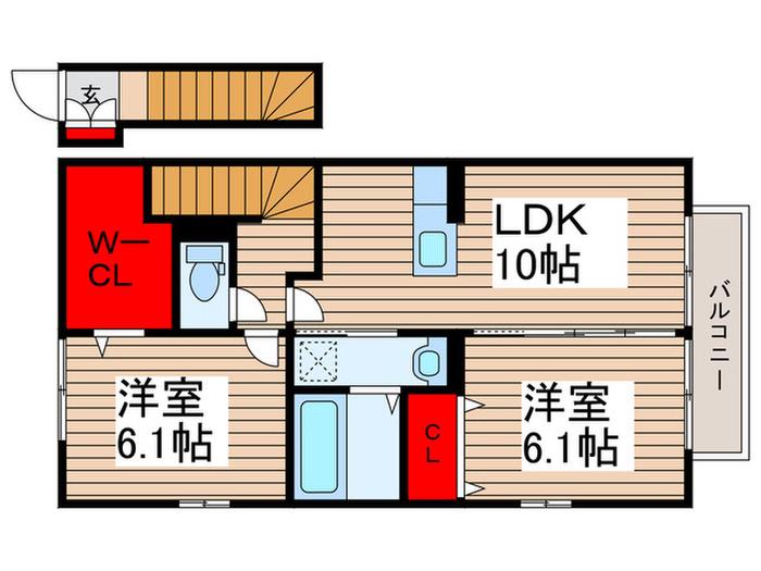フェリースパイン(2LDK/2階)の間取り写真