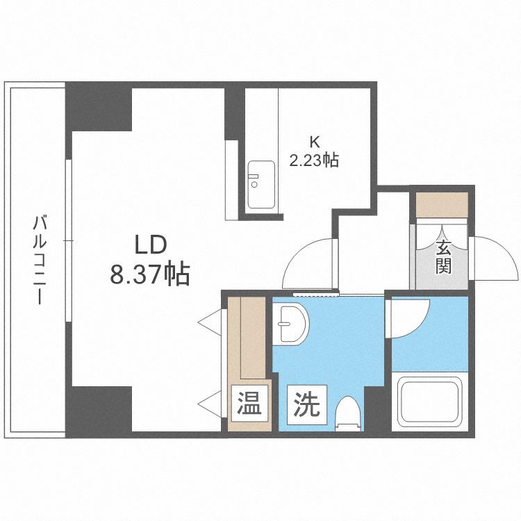 レジディア大通西(ワンルーム/6階)の間取り写真