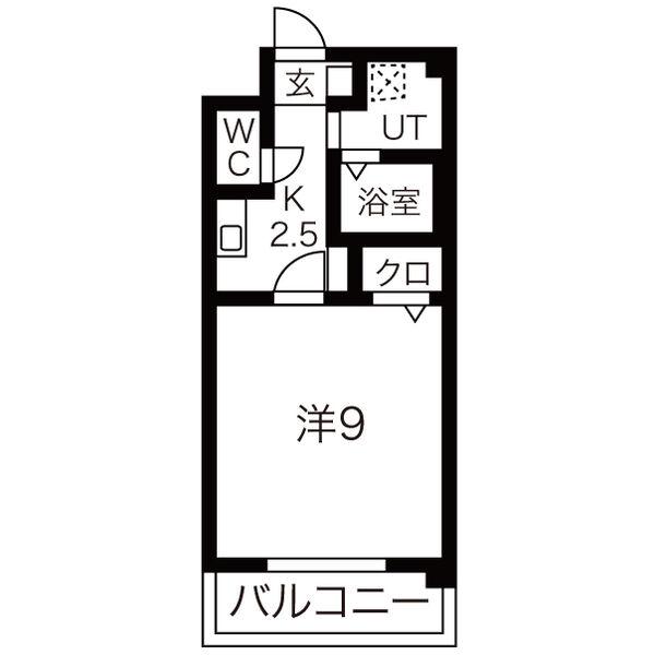 アビタシオン八事(1K/2階)の間取り写真