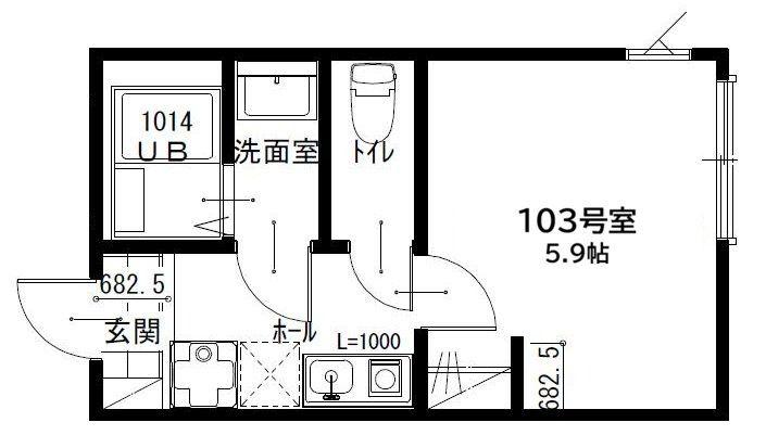 セジュール(1K/1階)の間取り写真