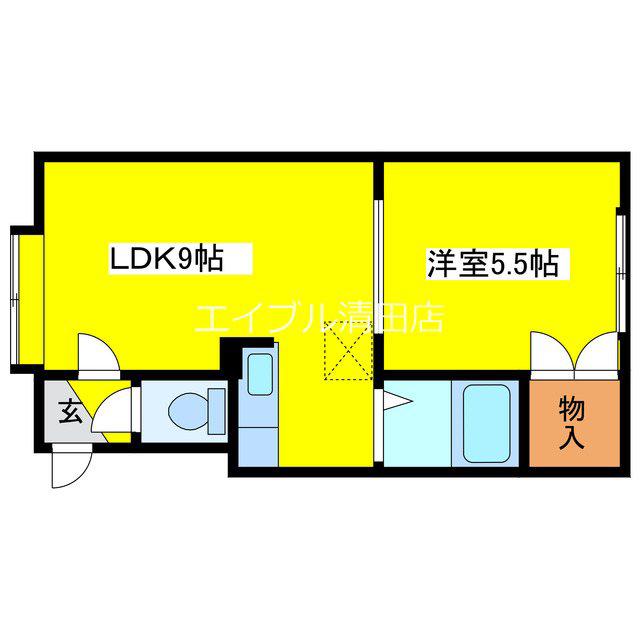 ラピス12(1LDK/3階)の間取り写真
