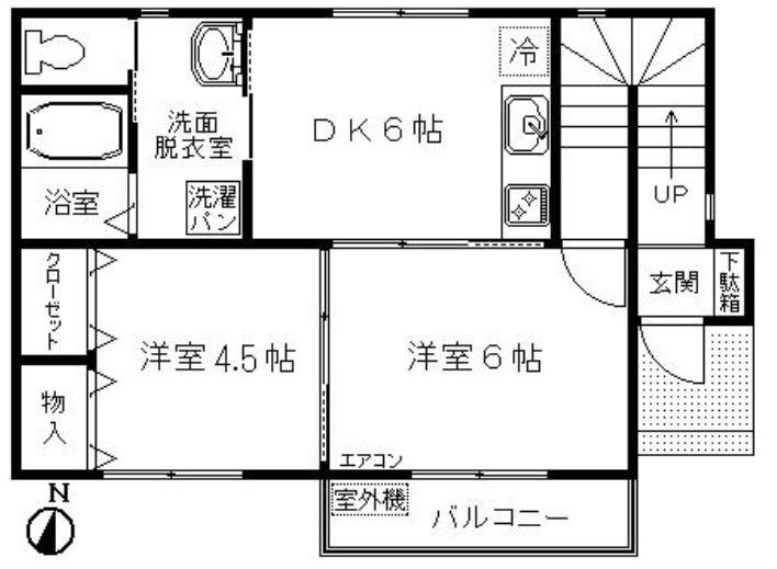 オリーブコート(2DK/2階)の間取り写真