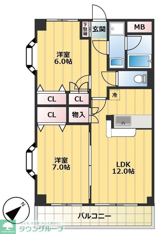 メゾンドソレイユ(2LDK/5階)の間取り写真