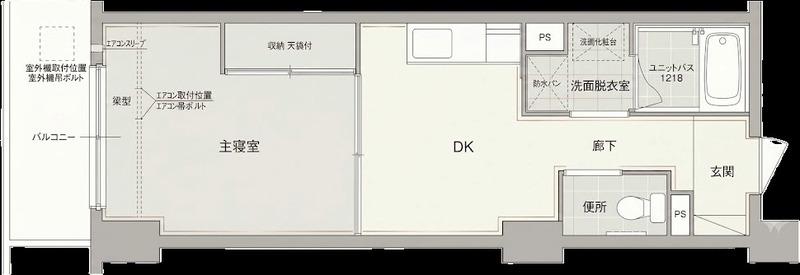 横浜橋通レジデンス(1DK/2階)の間取り写真