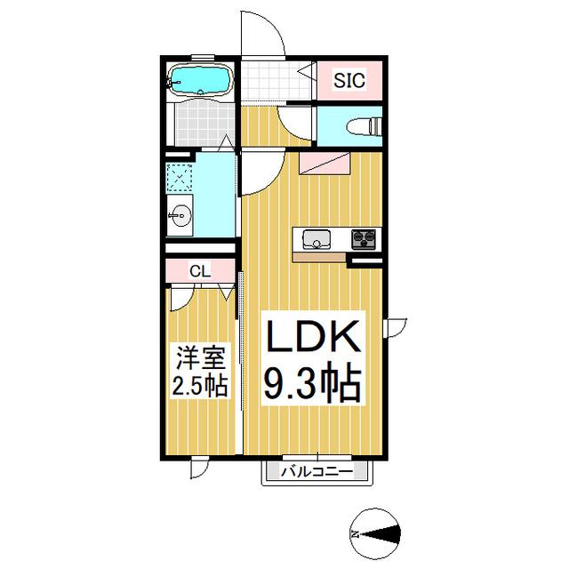 ヴィラ・ベルデ(1LDK/2階)の間取り写真