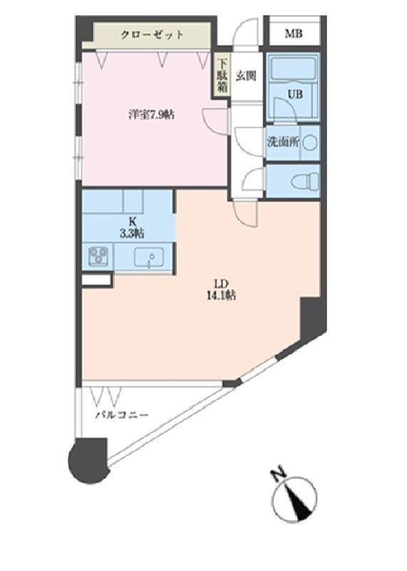 代々木上原128(1LDK/4階)の間取り写真