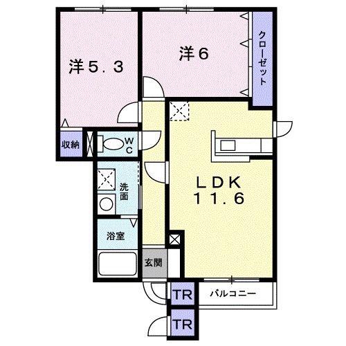 セレブレート和弐番館(2LDK/1階)の間取り写真