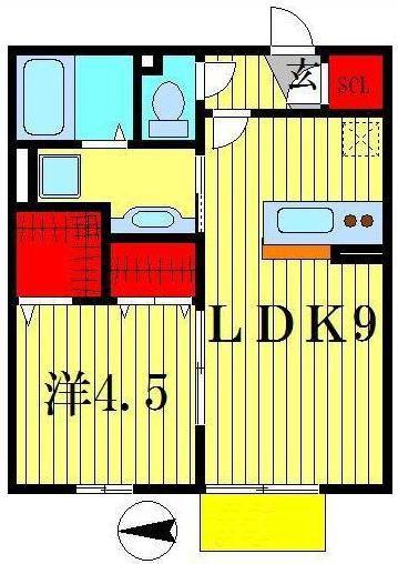 メゾーネ三郷中央(1LDK/1階)の間取り写真