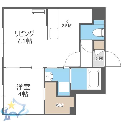 北4西15MS(1LDK/2階)の間取り写真