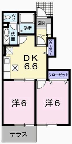 サンパティオ(2DK/1階)の間取り写真