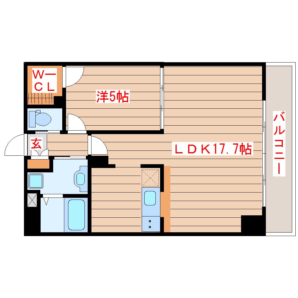 ヴィアーレ勾当台I(1LDK/8階)の間取り写真