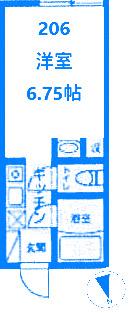 ルート菊名(1K/2階)の間取り写真